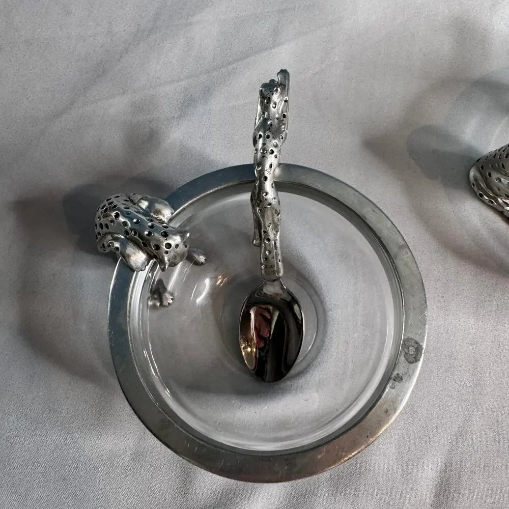 Diana Carmichael African Collection Cheetah Drinking Bowls South Africa Pewter